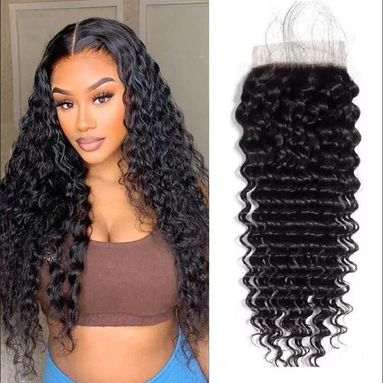 4x4 Lace Closure deep wave Human Hair Lace Closure for wemon - WigWonders