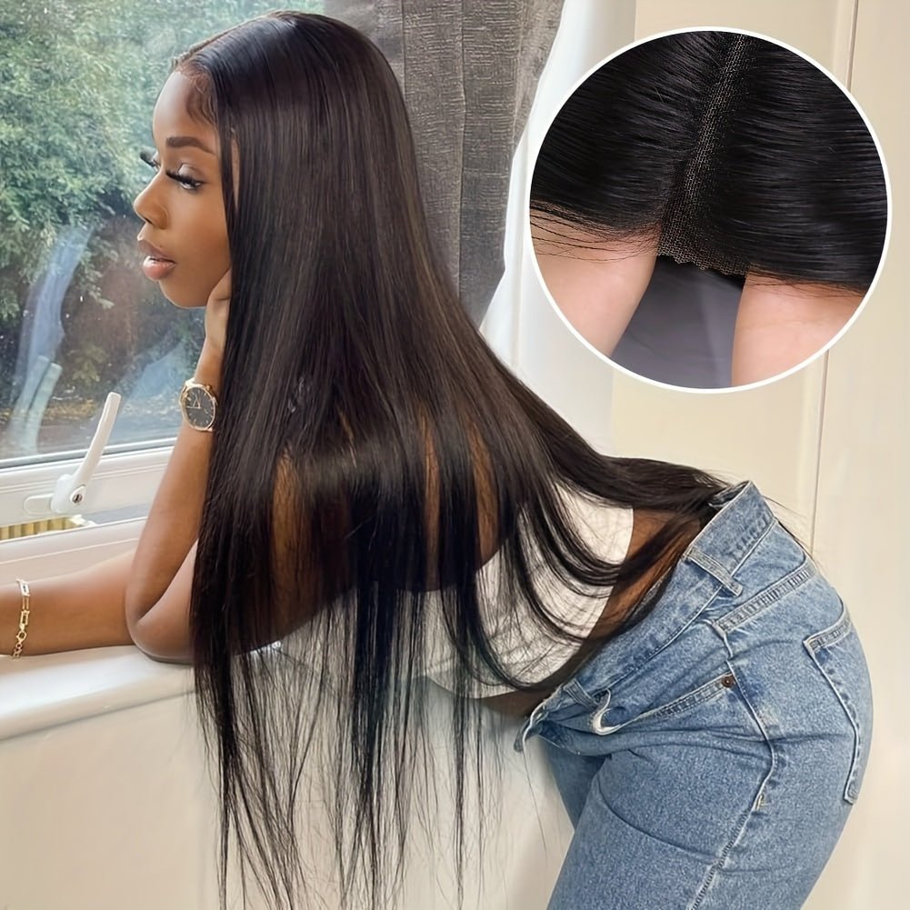 4x4 Straight Hair Closure Glueless Human Hair Natural Black - WigWonders