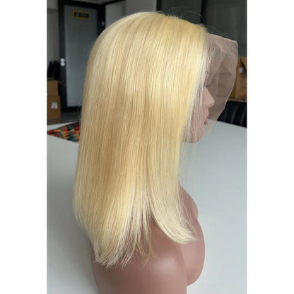 613 Blonde Human Hair Bob Lace Front Wig Straight Short - WigWonders