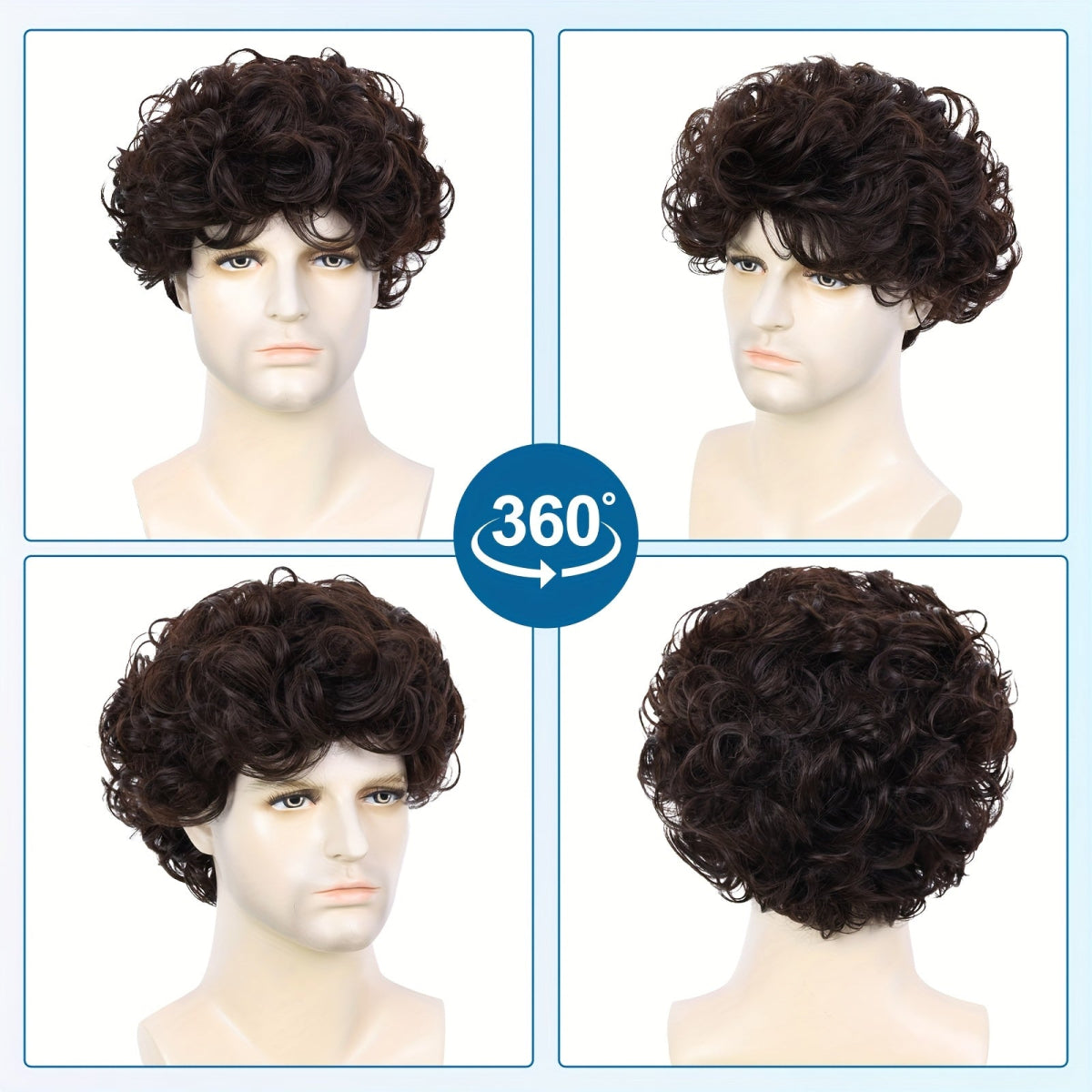 8" Men's Heat - Resistant Synthetic Wig - Layered Curly - WigWonders
