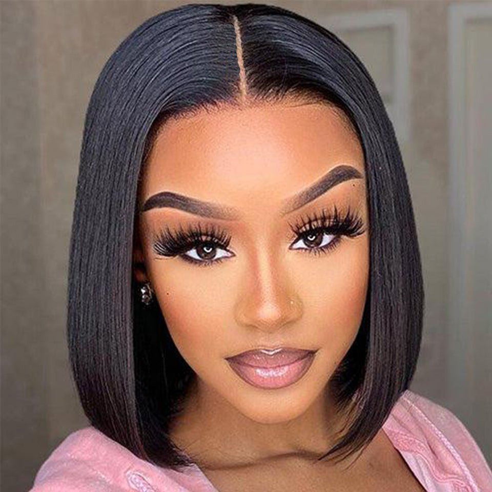 8" Straight Bob Lace Frontal Human Hair Wig - WigWonders
