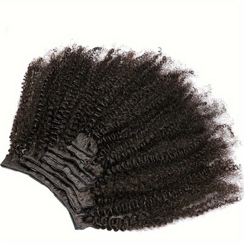 9A Afro Kinky Curly Clip - In Hair Extensions - 8 Piece Set | 10" - 24" - WigWonders
