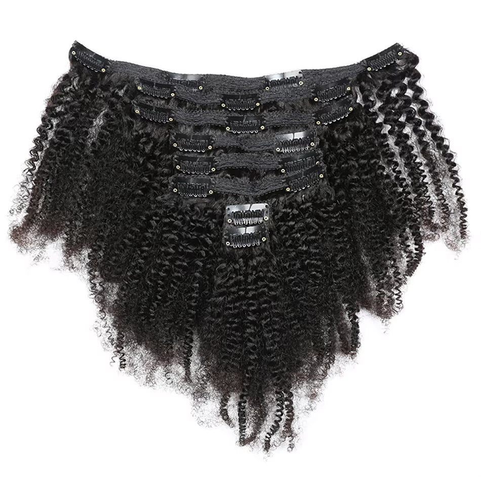 9A Afro Kinky Curly Clip - In Hair Extensions - 8 Piece Set | 10" - 24" - WigWonders