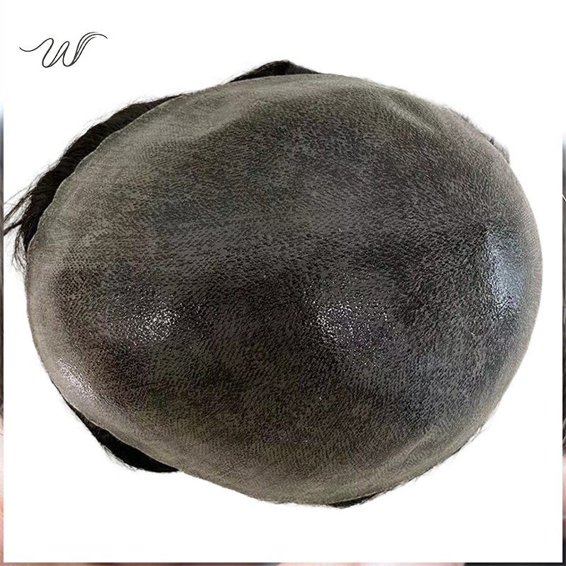 Men’s Full PU Human Hair System – Hand-Tied Skin Toupee