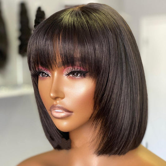 Bob Human Hair Wig — Short Straight HumanHairWig - WigWonders
