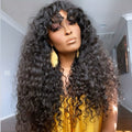 Brazilian Kinky Curly Human Hair Wig with Bangs | 180 Density Glueless - WigWonders