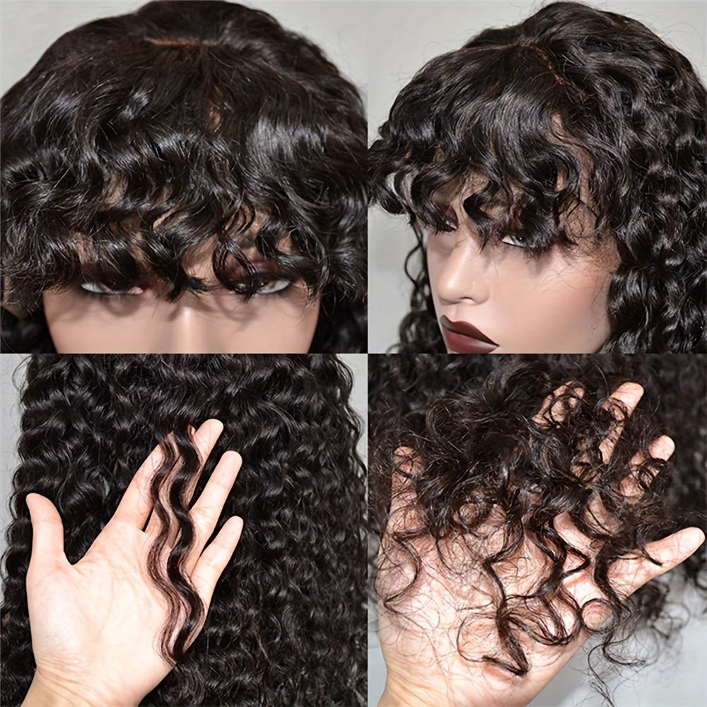 Brazilian Kinky Curly Human Hair Wig with Bangs | 180 Density Glueless - WigWonders