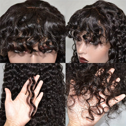 Brazilian Kinky Curly Human Hair Wig with Bangs | 180 Density Glueless - WigWonders