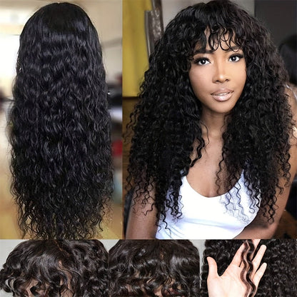 Brazilian Kinky Curly Human Hair Wig with Bangs | 180 Density Glueless - WigWonders