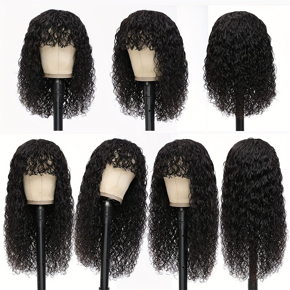 Brazilian Kinky Curly Human Hair Wig with Bangs | 180 Density Glueless - WigWonders