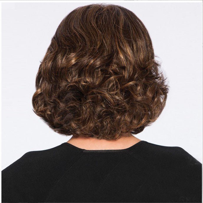 Brown 10in Short Wavy Synthetic Wig with Side Bangs - WigWonders