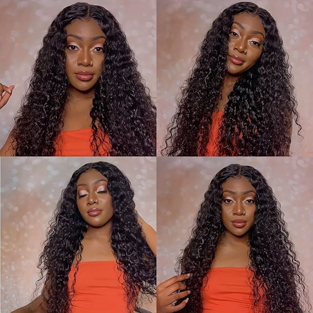 Deep Wave Curly Lace Front Wig | 4x0.75 Natural Black Human Hair - WigWonders