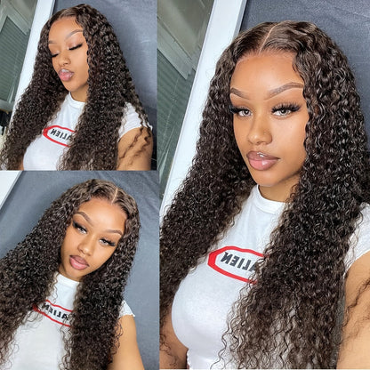 Deep Wave Curly Lace Front Wig | 4x0.75 Natural Black Human Hair - WigWonders