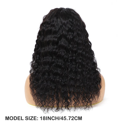 Deep Wave Curly Lace Front Wig | 4x0.75 Natural Black Human Hair - WigWonders