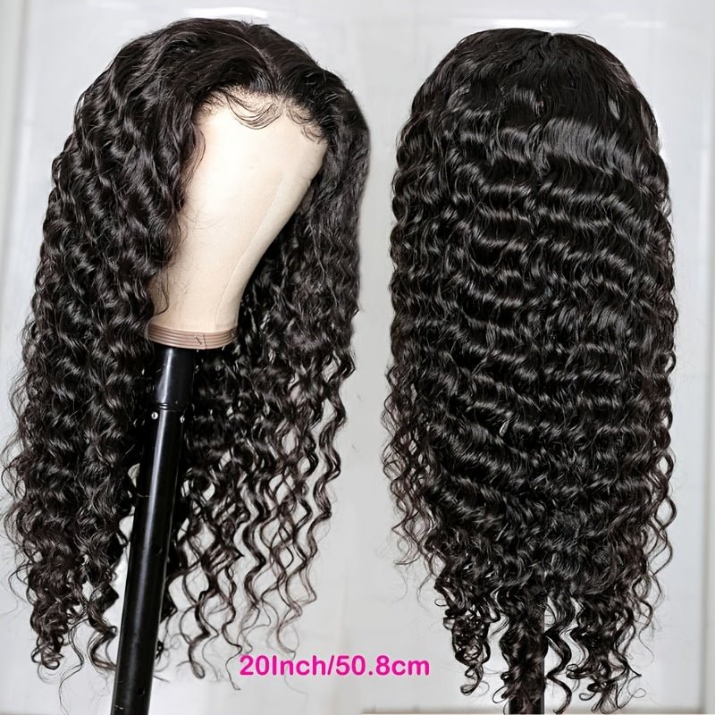 Deep Wave Curly Lace Front Wig | 4x0.75 Natural Black Human Hair - WigWonders