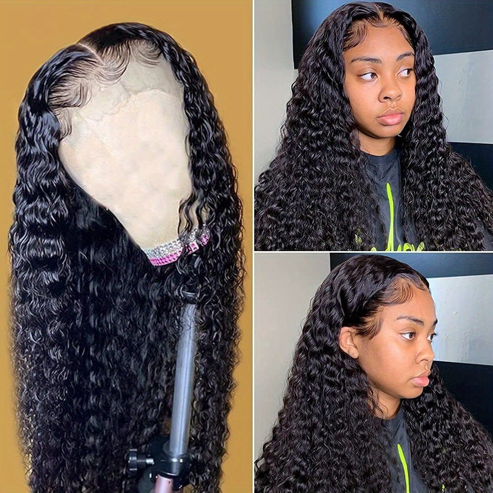 Deep Wave Curly Lace Front Wig | 4x0.75 Natural Black Human Hair - WigWonders
