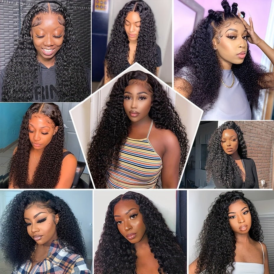 Deep Wave Curly Lace Front Wig | 4x0.75 Natural Black Human Hair - WigWonders