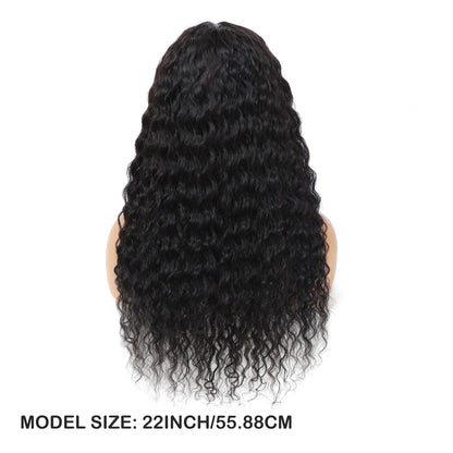 Deep Wave Curly Lace Front Wig | 4x0.75 Natural Black Human Hair - WigWonders