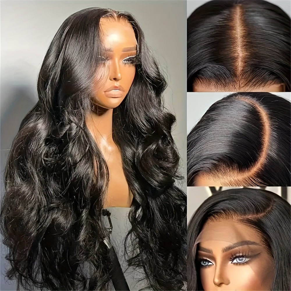 Glueless 13x4 HD Lace Front Human Hair Wig Body Wave Natural Black - WigWonders