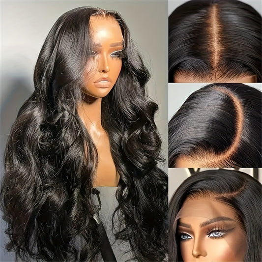 Glueless 13x4 HD Lace Front Human Hair Wig Body Wave Natural Black - WigWonders