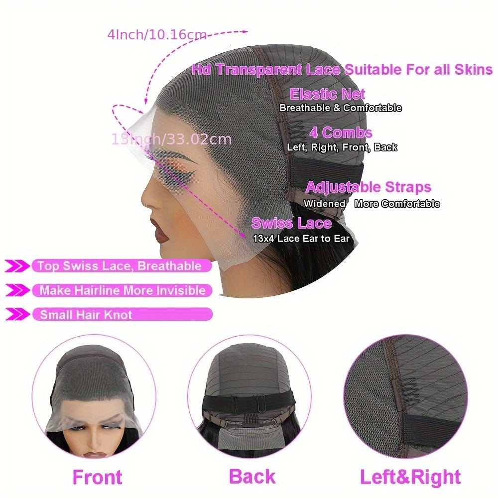 Glueless 13x4 HD Lace Front Human Hair Wig Body Wave Natural Black - WigWonders