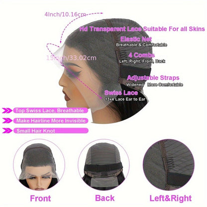 Glueless 13x4 HD Lace Front Human Hair Wig Body Wave Natural Black - WigWonders