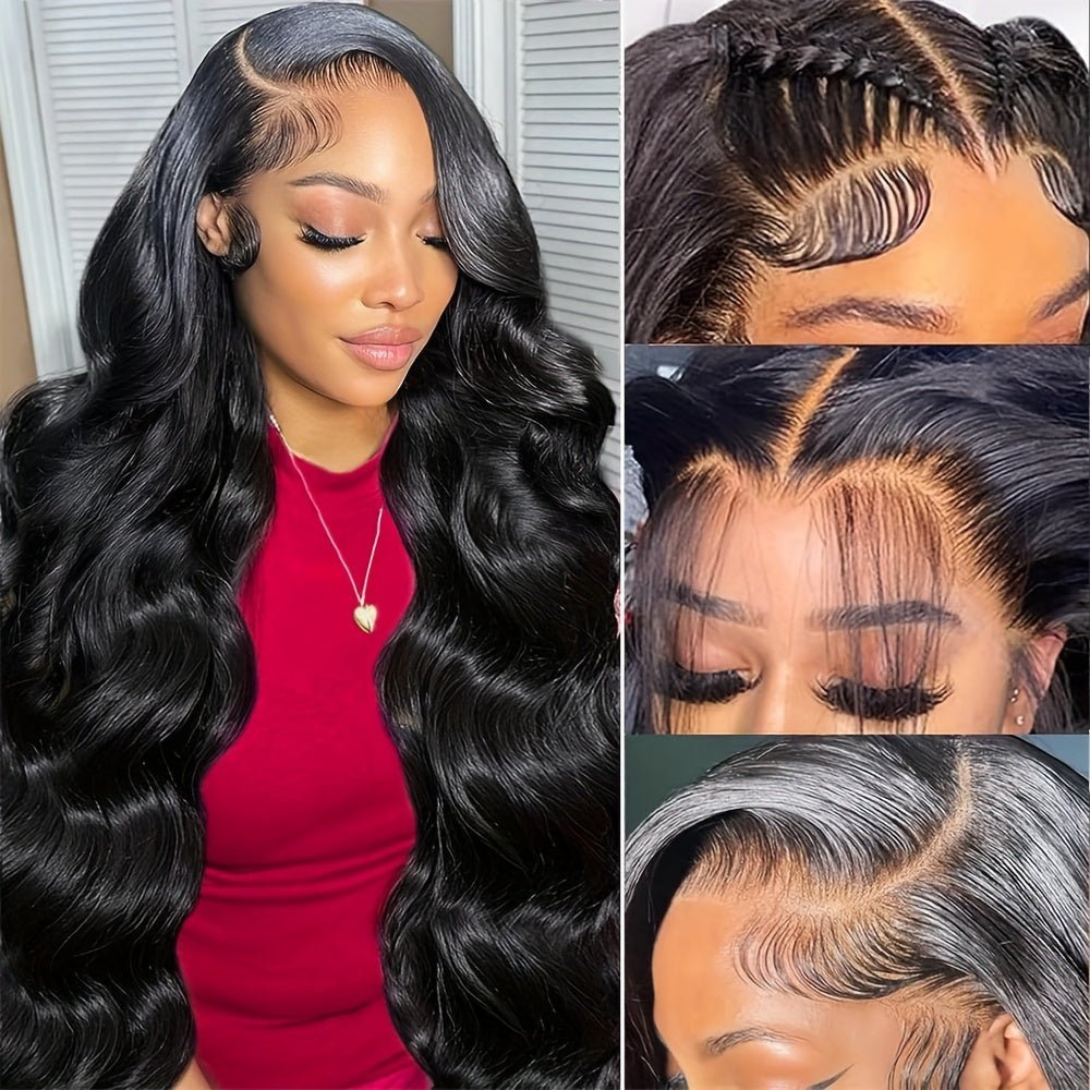 Glueless 13x4 HD Lace Front Human Hair Wig Body Wave Natural Black - WigWonders