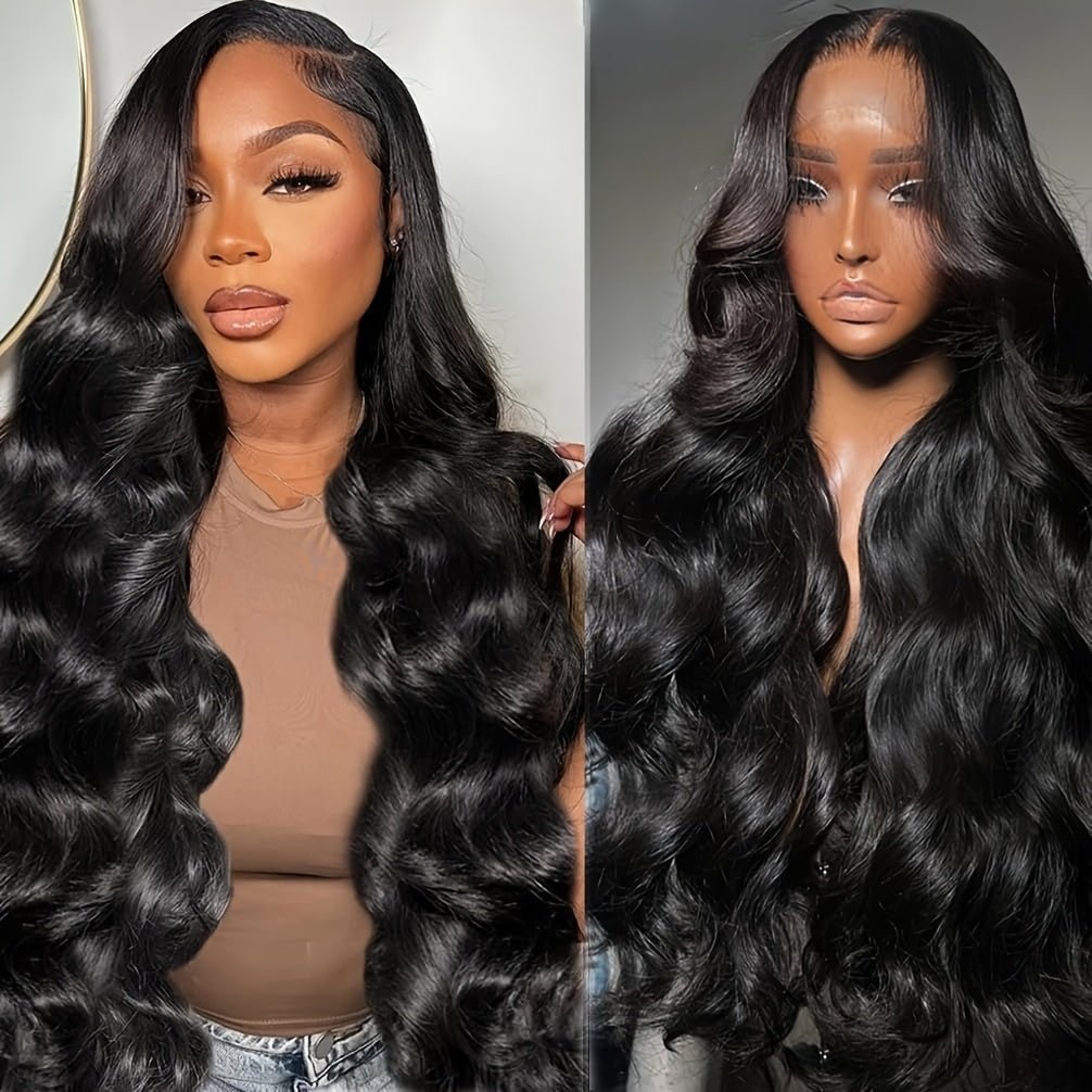 Glueless 13x4 HD Lace Front Human Hair Wig Body Wave Natural Black - WigWonders