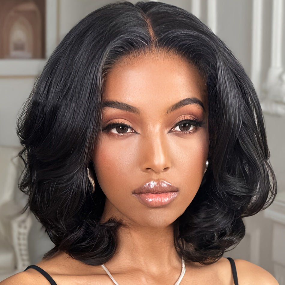 Glueless 5x5 Lace Closure Deep Wave Bob Wig 150% Density Pre - Cut – Natural Black - WigWonders