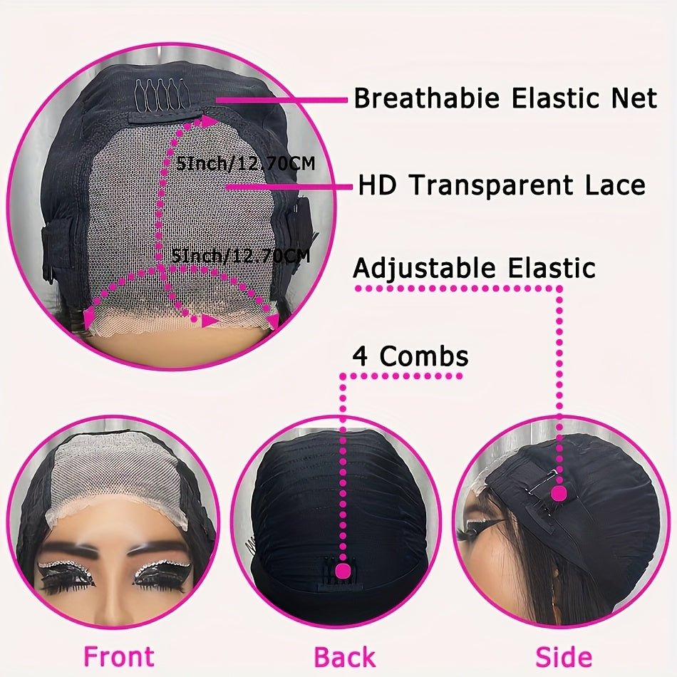 Glueless 5x5 Lace Closure Deep Wave Bob Wig 150% Density Pre - Cut – Natural Black - WigWonders