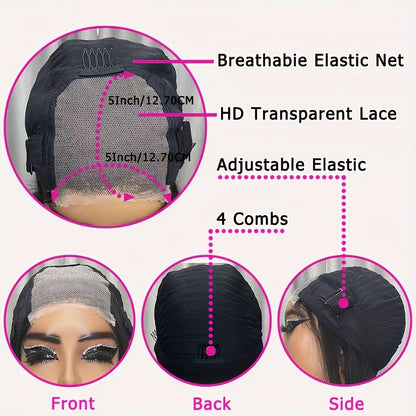 Glueless 5x5 Lace Closure Deep Wave Bob Wig 150% Density Pre - Cut – Natural Black - WigWonders