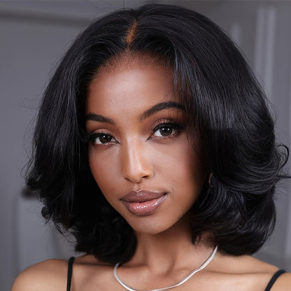 Glueless 5x5 Lace Closure Deep Wave Bob Wig 150% Density Pre - Cut – Natural Black - WigWonders