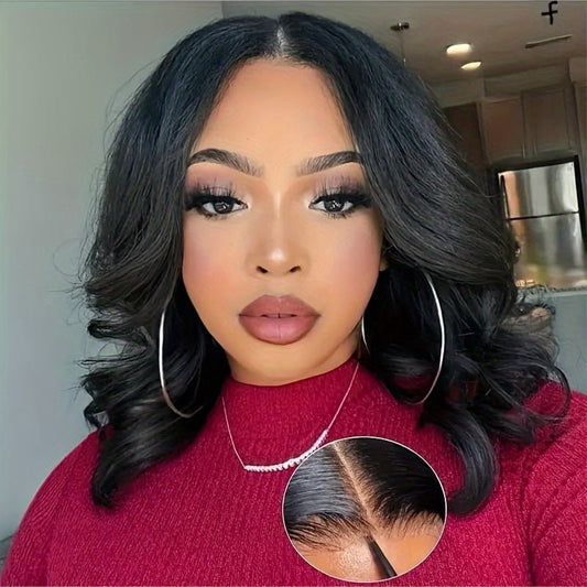 Glueless Body Wave Bob Wig 4x4 HD Lace Front 180% Density Human Hair Black - WigWonders