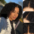 Glueless Curly Bob Wig 4x4 HD Lace Front 180% Density Human Hair Pre Cut - WigWonders