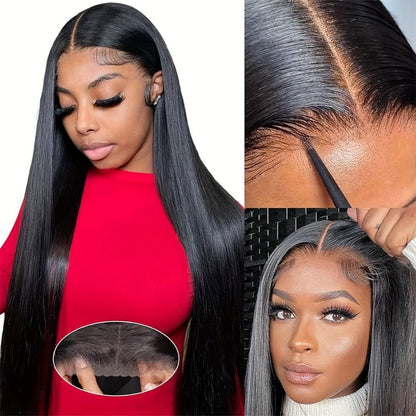 Glueless HD Lace Front Wig Human Hair 4x4 Straight Pre - Plucked 180% Density - WigWonders