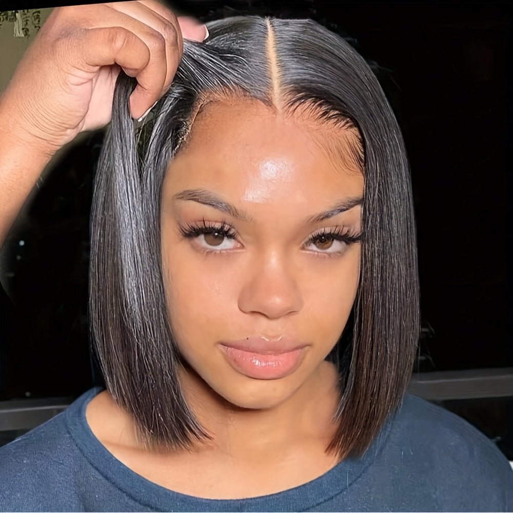 Glueless Short Straight Bob Wig 4x4 HD Lace Front 180% Density Pre Plucked - WigWonders
