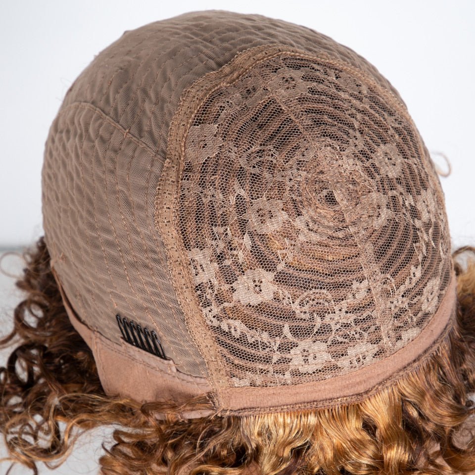 Highlighted Jerry Curl Bob Human Hair Wig - Glueless - WigWonders