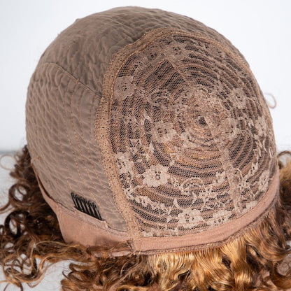 Highlighted Jerry Curl Bob Human Hair Wig - Glueless - WigWonders