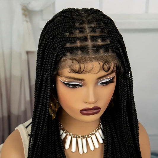 Human Hair Box Braids Wig - Full Lace Hand - Braided Wig - WigWonders