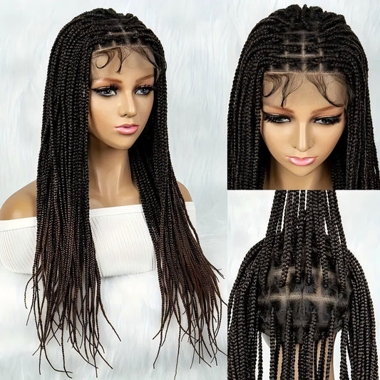 Human Hair Box Braids Wig - Full Lace Hand - Braided Wig - WigWonders