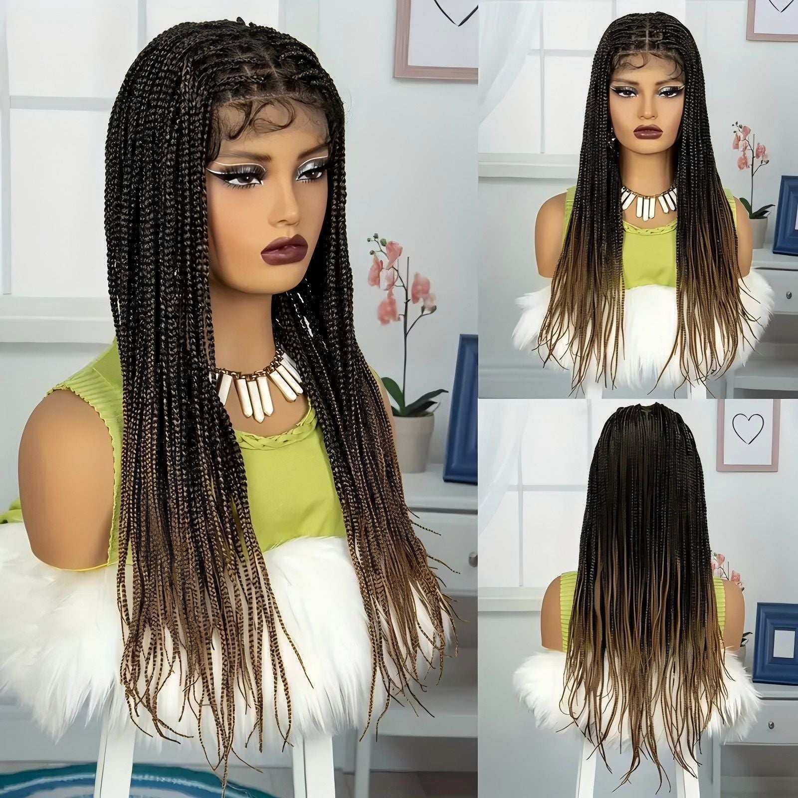 Human Hair Box Braids Wig - Full Lace Hand - Braided Wig - WigWonders