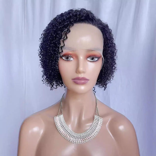 Human Hair C - Part Lace Front Wig 10 Inch Curly Bob NC - WigWonders