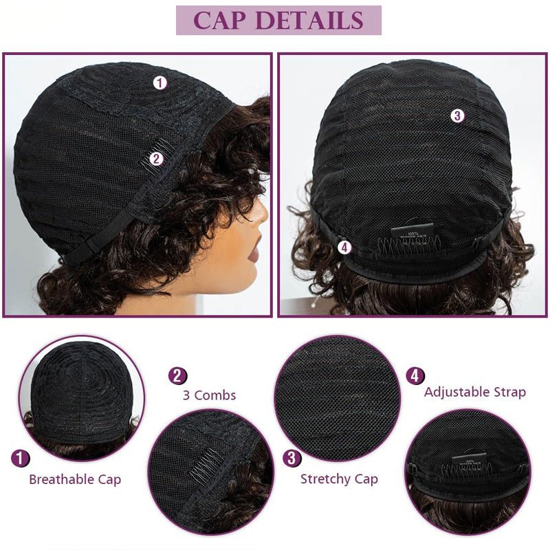 Human Hair Curly Wig with Bangs Glueless Kinky Curly Bob Wig for Women - WigWonders