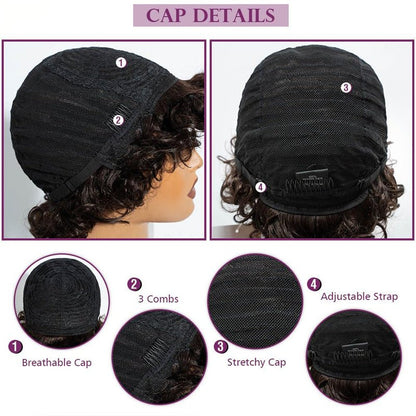 Human Hair Curly Wig with Bangs Glueless Kinky Curly Bob Wig for Women - WigWonders