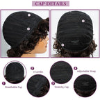 Human Hair Curly Wig with Bangs Glueless Kinky Curly Bob Wig for Women - WigWonders