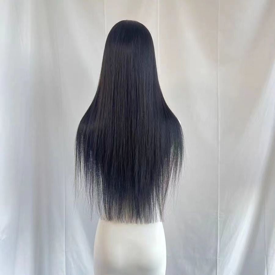 Human Hair Lace Front Wig Straight Middle Part Extra Long - WigWonders
