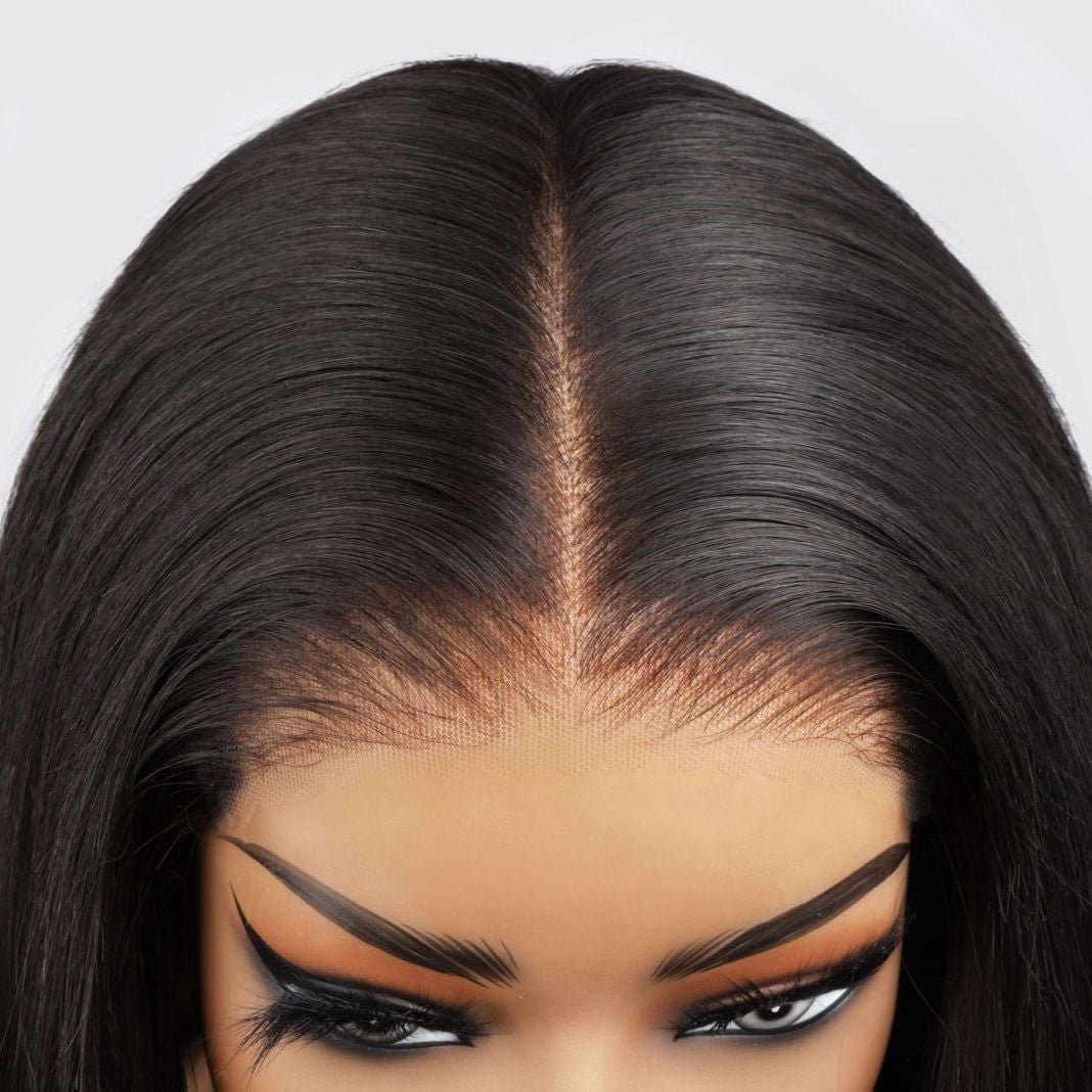 Human Hair Lace Front Wig Straight Middle Part Extra Long - WigWonders
