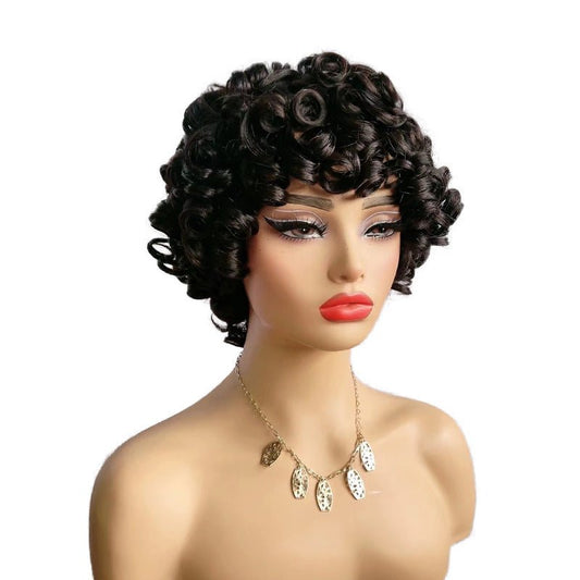 Human Hair Pixie Cut Wig Short Curly Wig 8 Inch - WigWonders