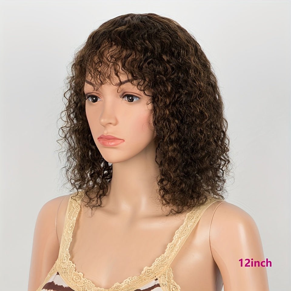 Jerry Curly Human Hair Wig with Bangs - WigWonders