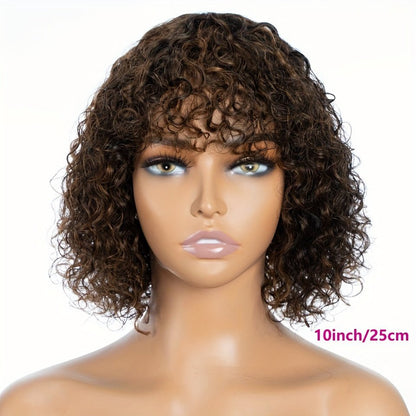 Jerry Curly Human Hair Wig with Bangs - WigWonders